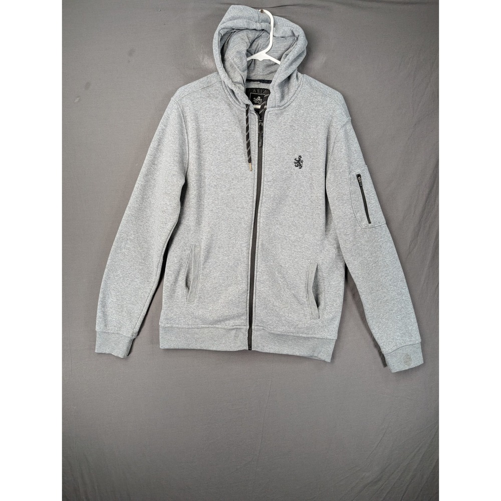 Rugby University‎ Mens Gray Full Zip Hoodie Modern Fit Small Lion Logo